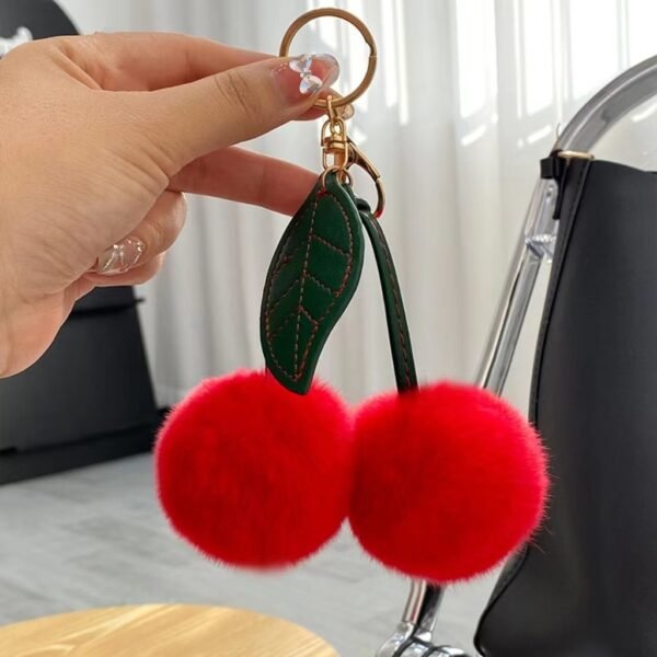 red fur cherry keychain