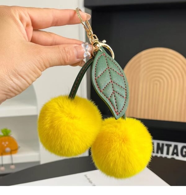 yellow color cherry keychain